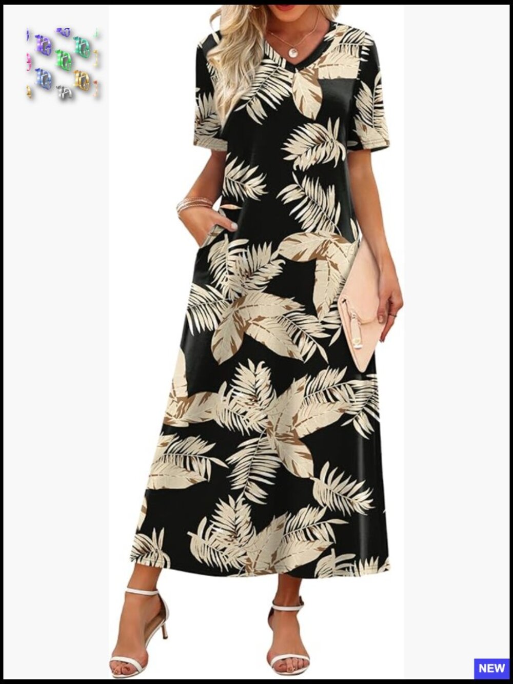 Floral Maxi Dress V-Neck Summer Vacation Beach Sundress Boho Chic